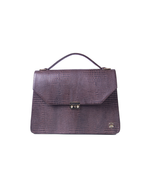 Female Work Case:  Saddle Brown Crocodile Print