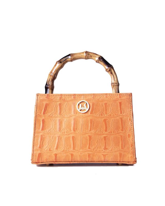 Shanghai Mini: Orange Textured Crocodile Print