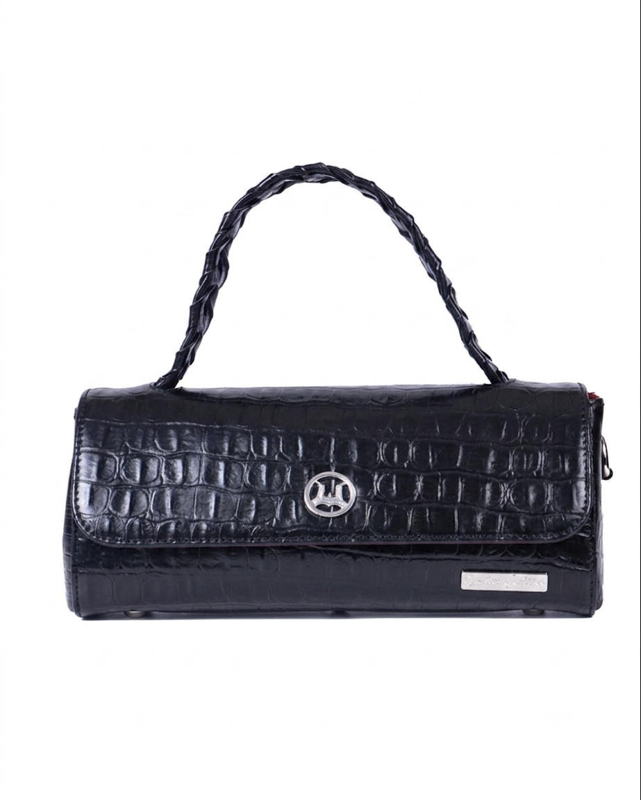 Milan Mini: Black Textured Crocodile Print II
