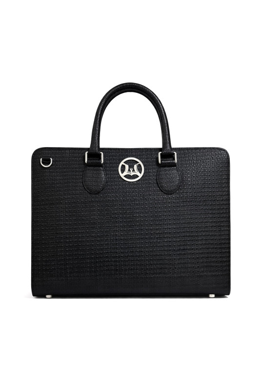 Satchel Work Case 5.0: Black Textured Crocodile Print