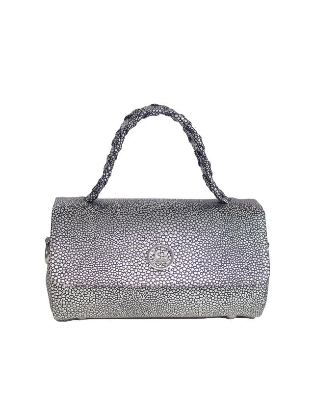 Milan Micro: Silver and Black Pebble Grain