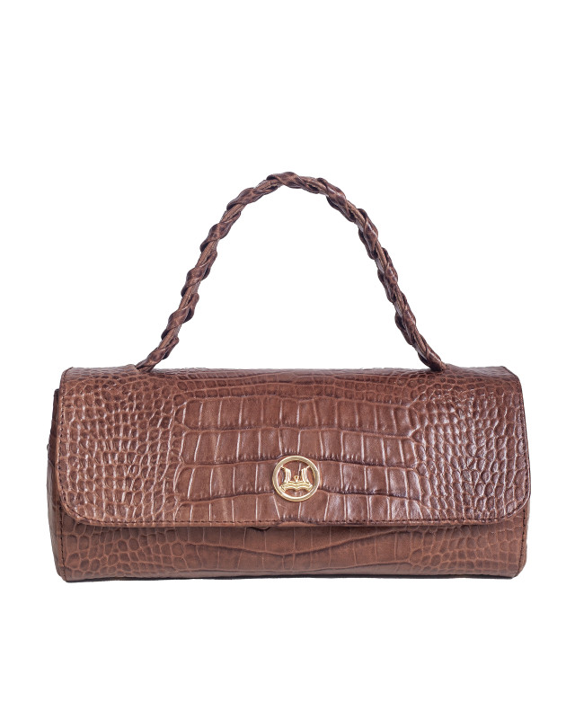 Milan Mini: Hickory Brown Crocodile Print