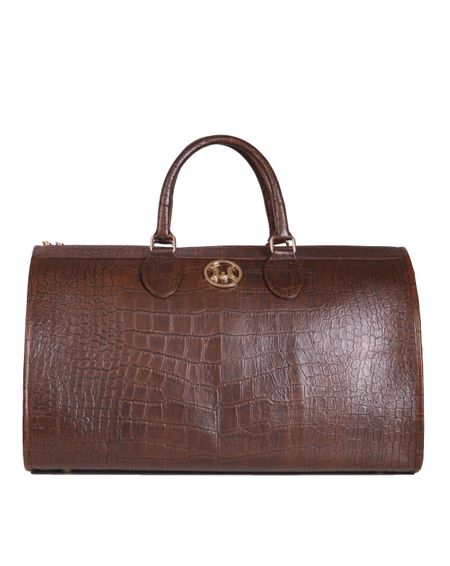 Duffle Bag 2.0: Chestnut Brown Crocodile Print