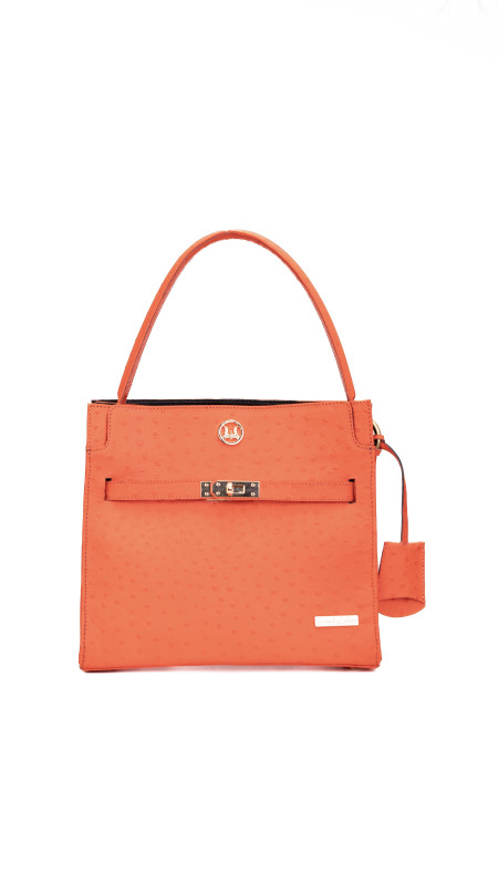 Venice Midi(GH): Limited Edition Orange Ostrich Print