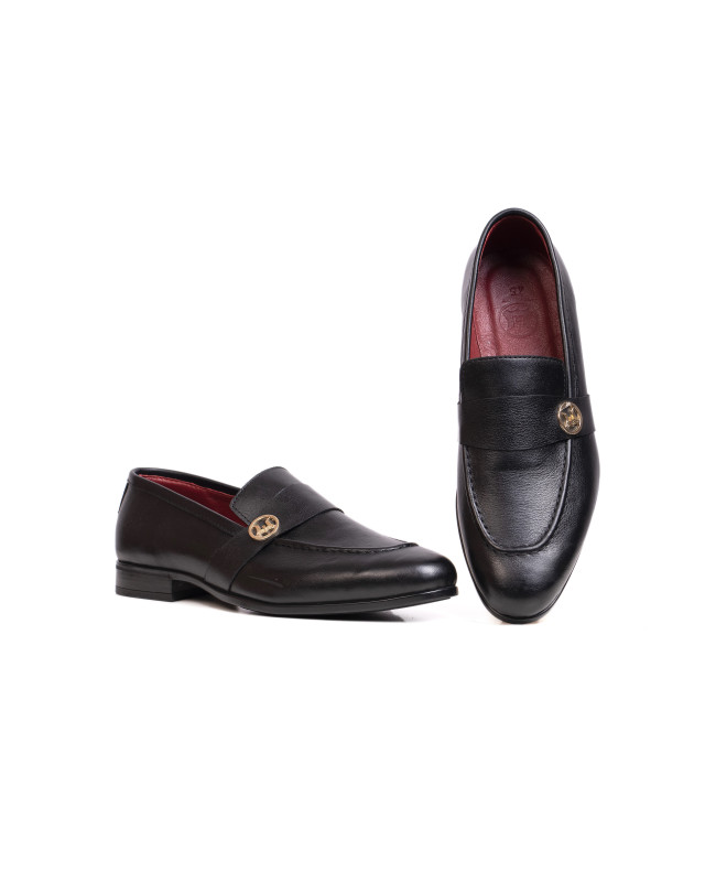 Belgian Loafers: Black W Logo Strap
