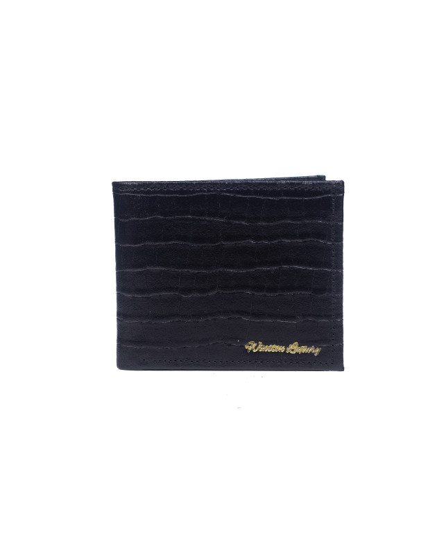 Wallet: Black Crocodile Print
