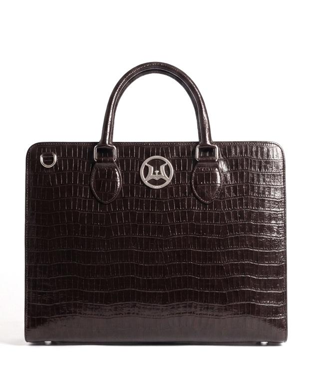 Satchel Work Case 5.0: Deep Brown Crocodile Print