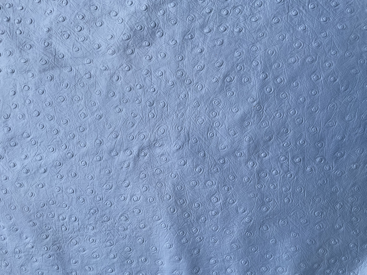 Blue Ostrich Print Embossed on Cow Hides: AO007C