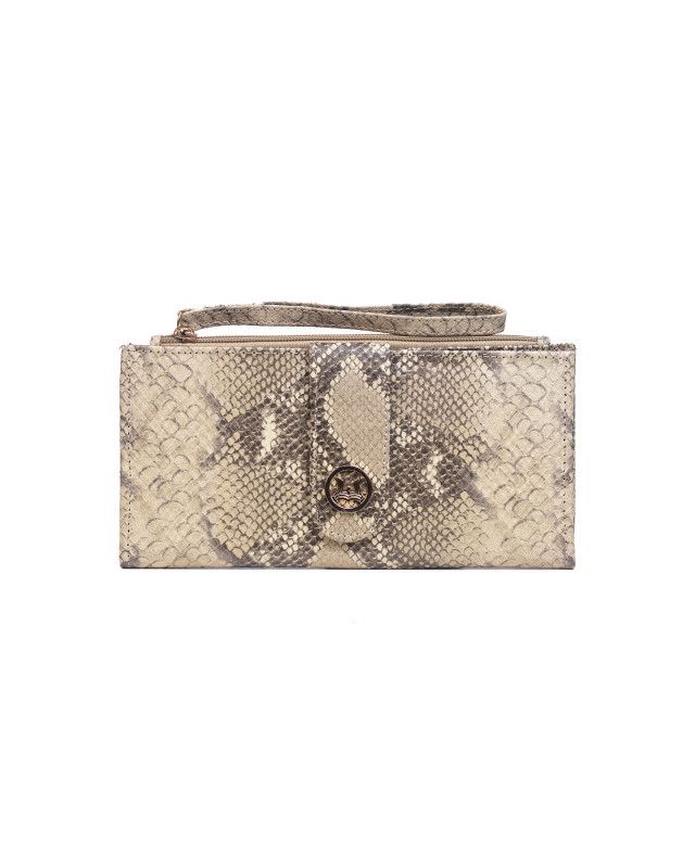 Unisex Wallet: Beige Snake Print