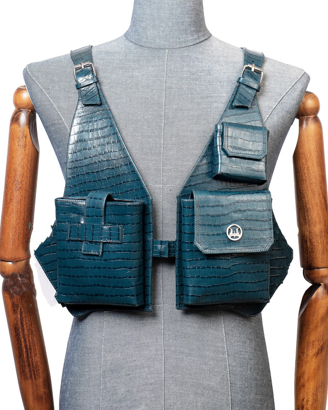 Utility Vest:  Pine Green Crocodile Print