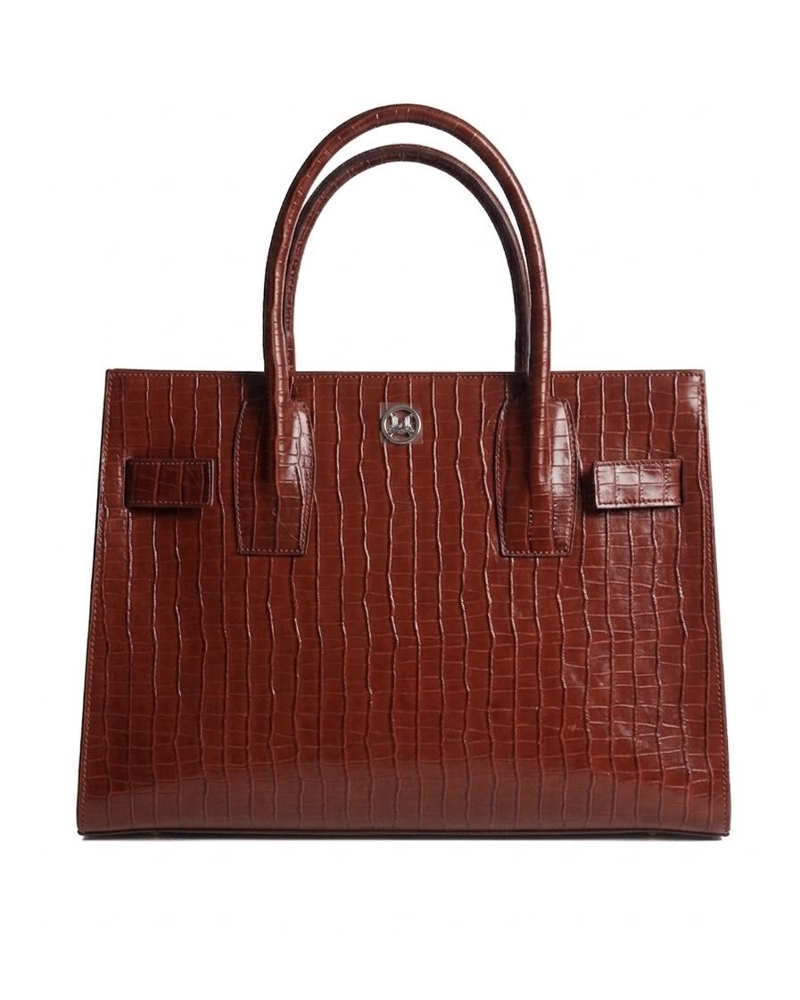 Zurich MIDI: Rust Crocodile Print