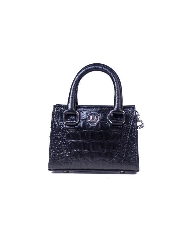 Lagos Micro: Black Textured Crocodile Print