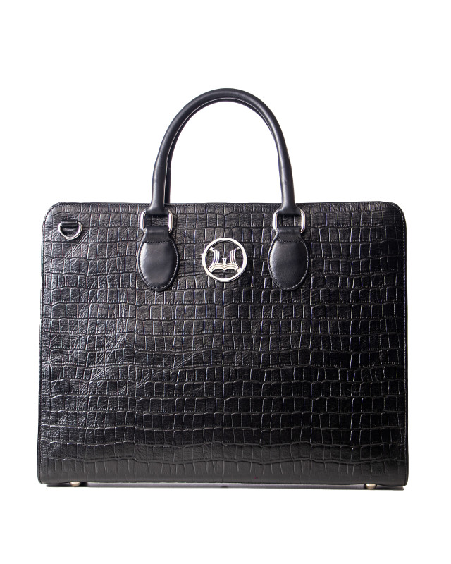 Satchel Work Case 5.0(UK): Black Crocodile Print