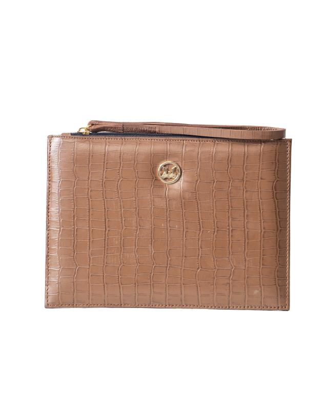 Man Purse Mini(UK): Brown Crocodile Print
