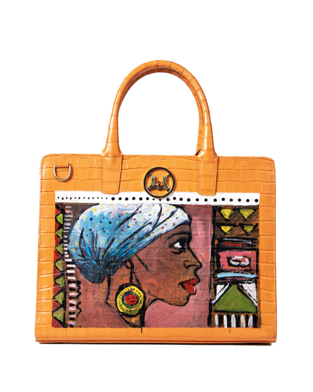 London: Orange Crocodile Print with Art