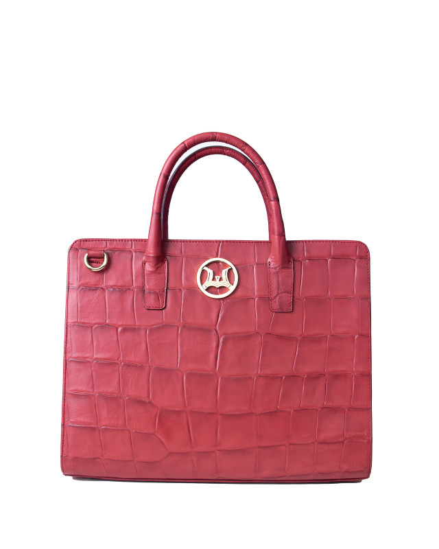 London: Red Textured Crocodile Print