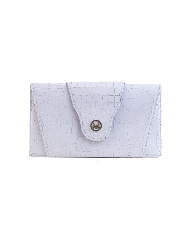 Marrakesh Clutch: White Crocodile Print
