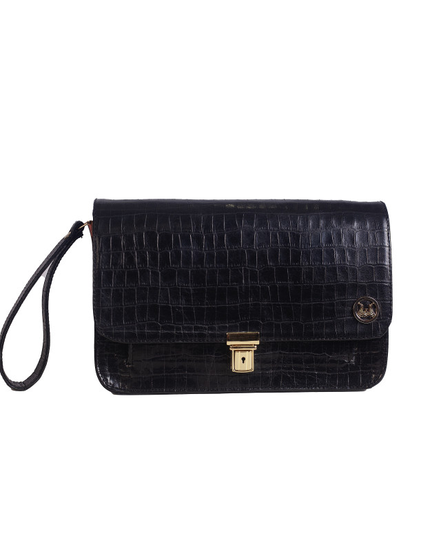 Man Bag: Black Crocodile Print