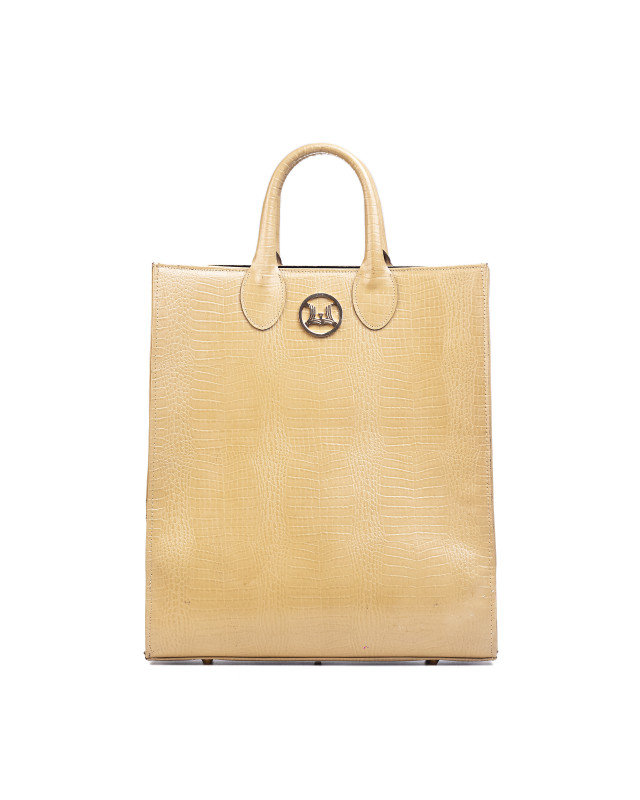 Man Tote: Eggnog Crocodile Print