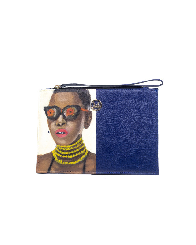 Man Purse: Navy Blue with Art #1
