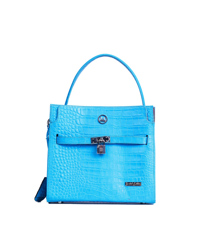 Venice Midi:  Limited Edition Royal Blue Crocodile Print