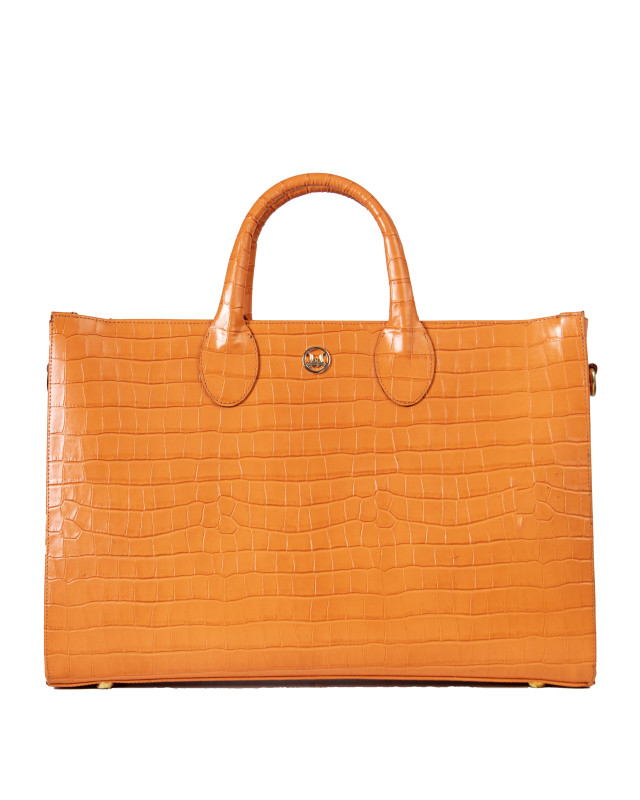 Midi Man Tote: Orange Crocodile Print