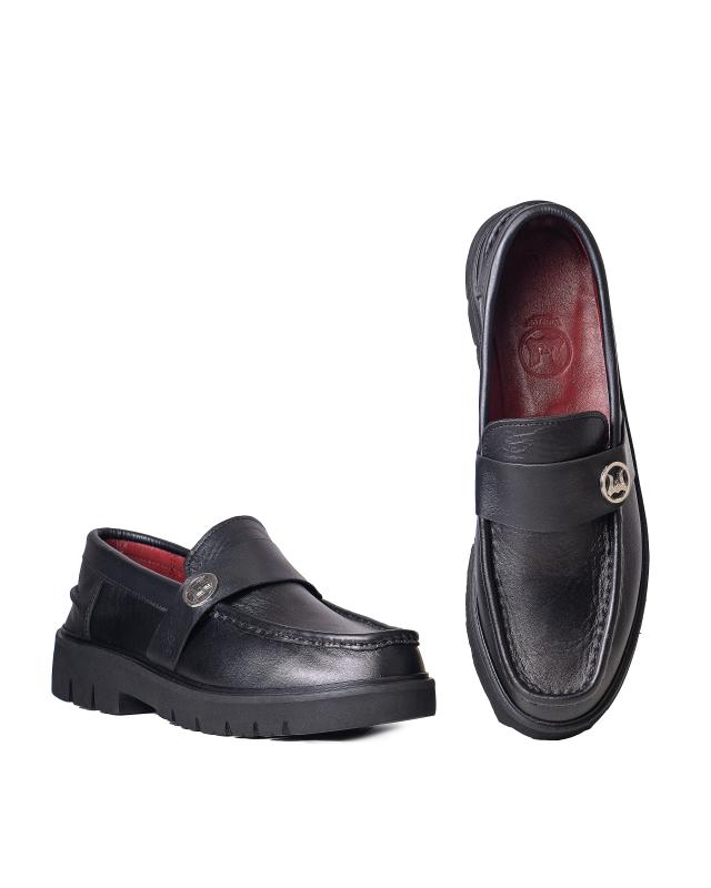 Platform Loafers(UK): Black W Logo Strap
