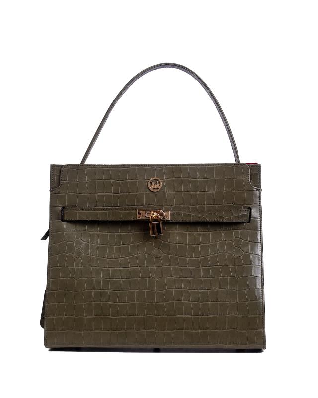 Venice Maxi: Dark Olive Crocodile Print