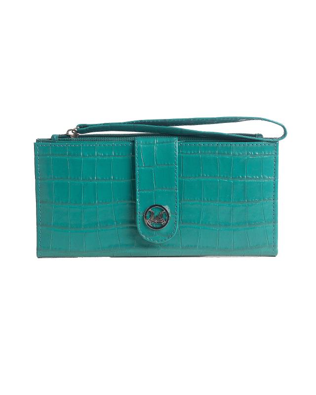 Unisex Wallet: Pine Green Crocodile Print