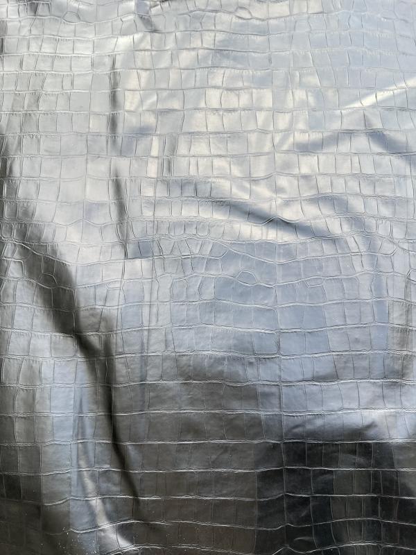 Black Alligator Belly Print Embossed on CalfHides: BA003CA