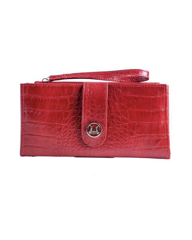 Unisex Wallet(UK): Blood Red Crocodile Print