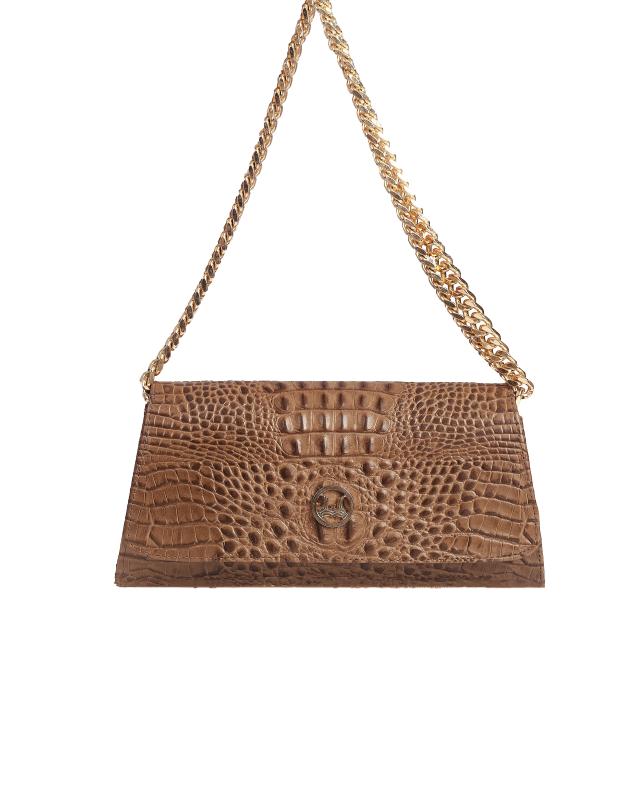Prague: Desert Brown Textured Crocodile Print
