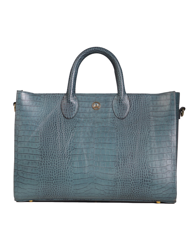 Midi Man Tote: Teal Crocodile Print