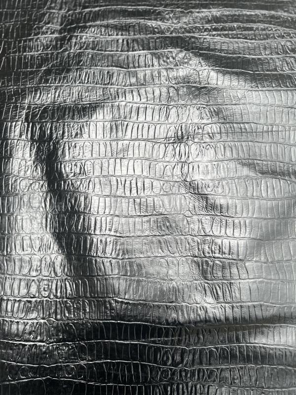 Black Crocodile Back Print Embossed on Cow Skin : BC005C