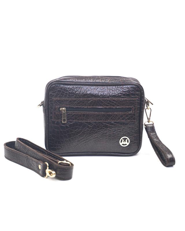 Messenger Bag (US): Dark Brown Crocodile Print