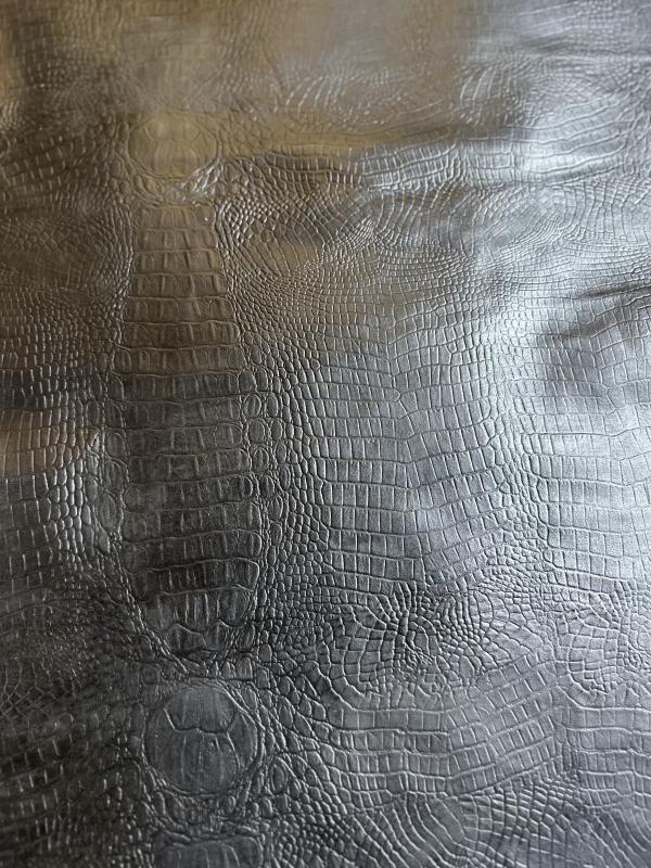 Black Crocodile Belly Print Embossed on Calf Hides: BC003CA