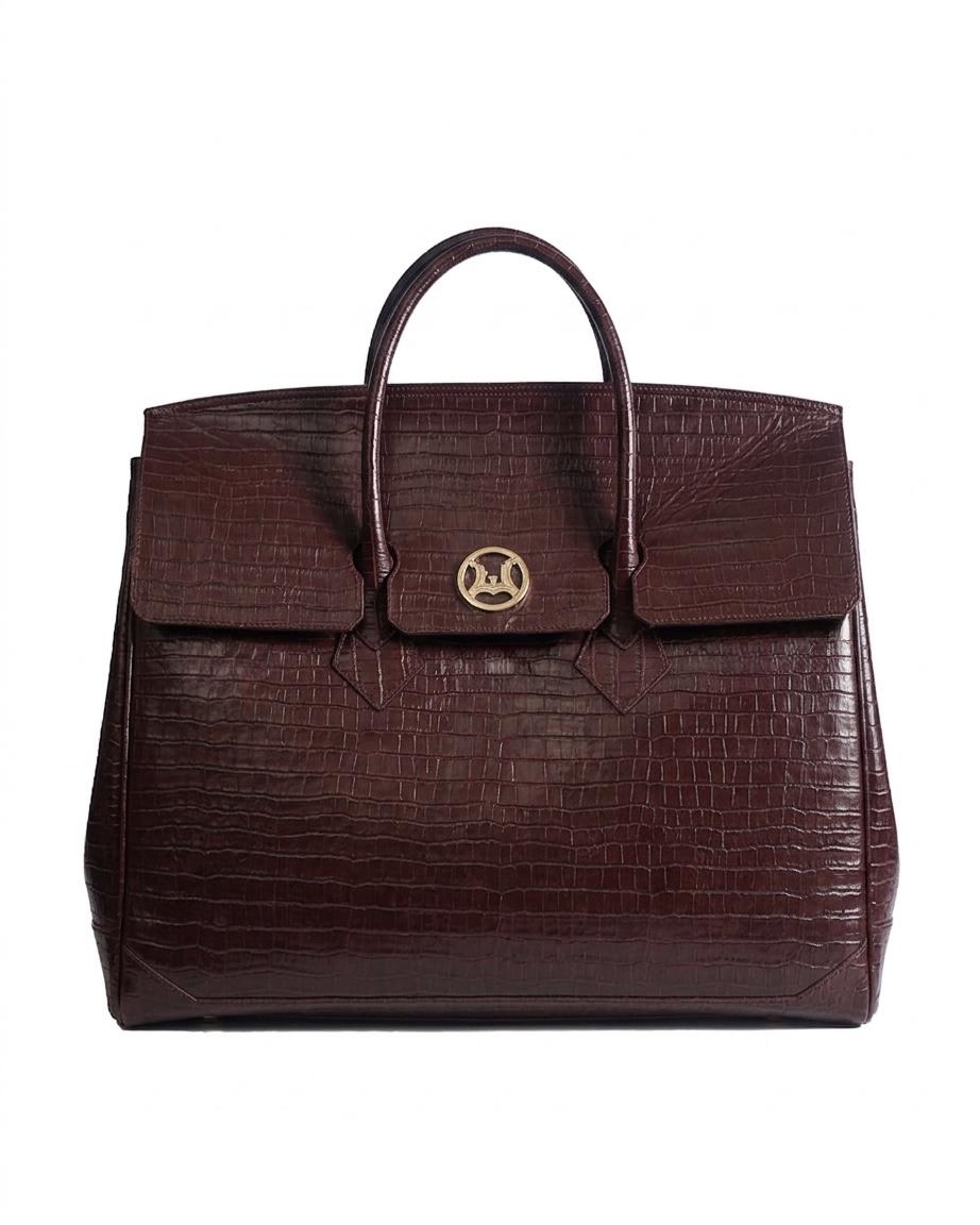 Duffle Bag 3.0: Deep Brown Crocodile Print