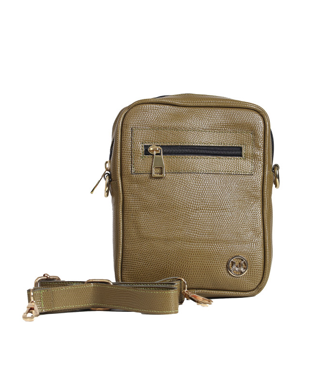 Cross Body Bag: Olive Monitor Lizard Print