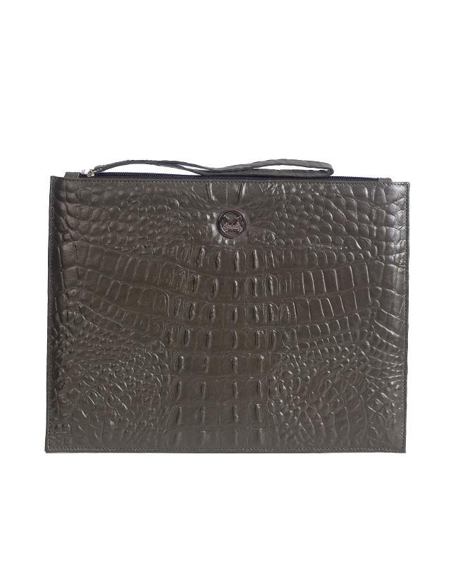 Man Purse MIDI: Ash Textured Crocodile Print