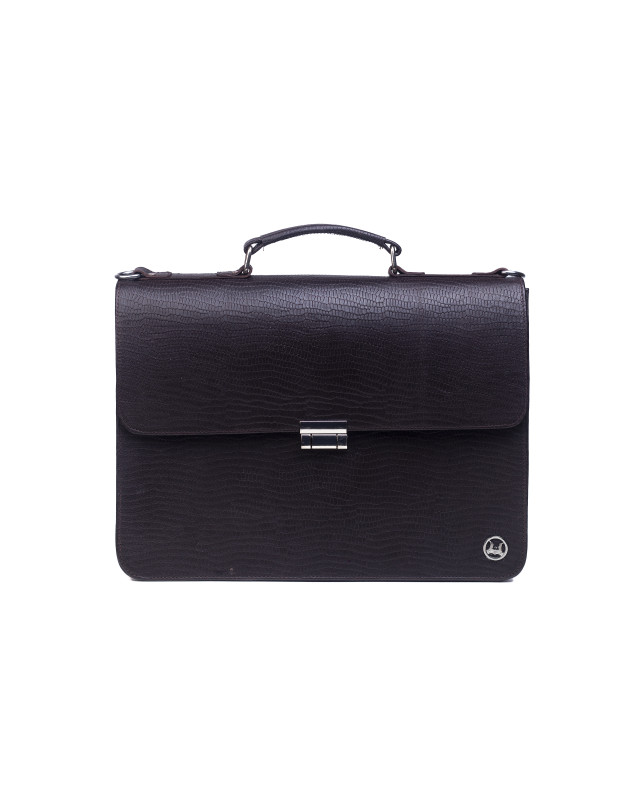 Satchel Work Case: Dark Brown Monitor Lizard Print