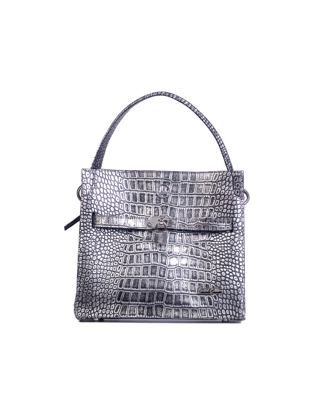 Venice Midi:  Limited Edition Silver and Black Crocodile Print