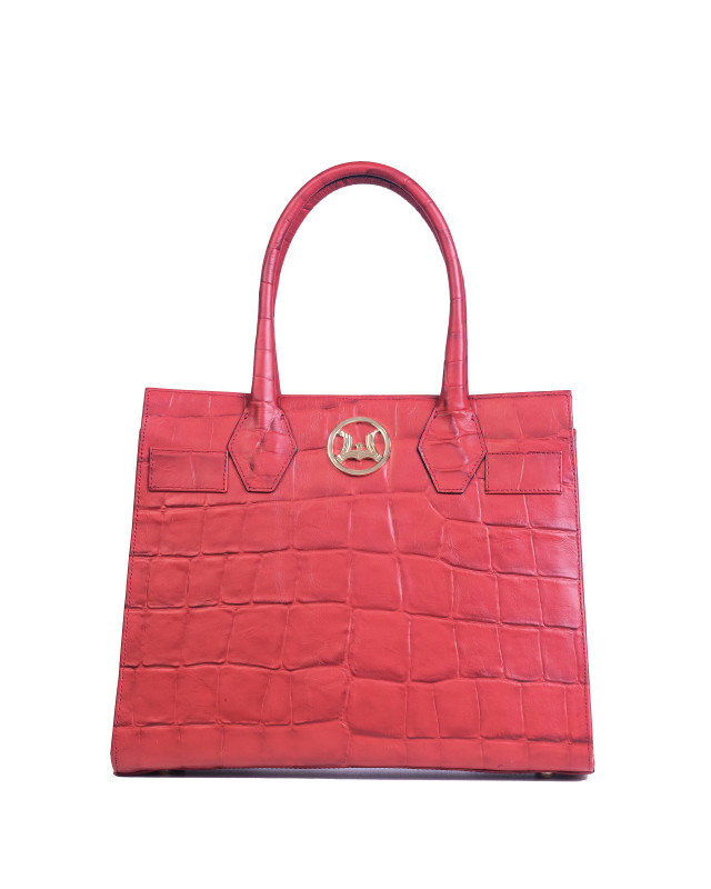 Montreal Maxi: Red Textured Crocodile Print