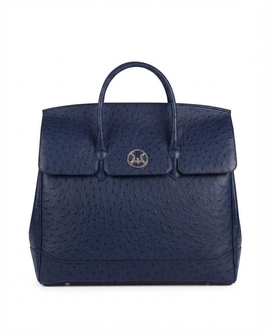 Duffle Bag 3.0 Mini: Navy Blue Ostrich Print