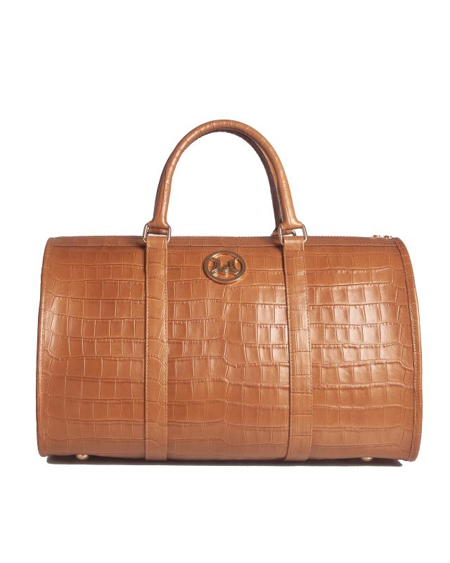 Duffle Bag 2.0 Mini: Toffee Brown Crocodile Print