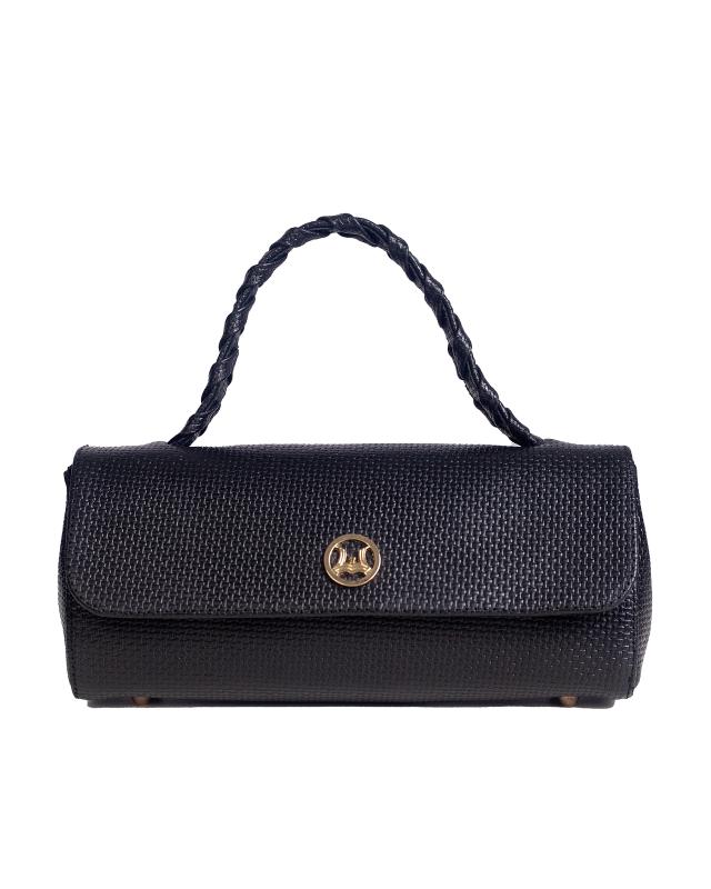 Milan Mini: Black Basket Weave Print