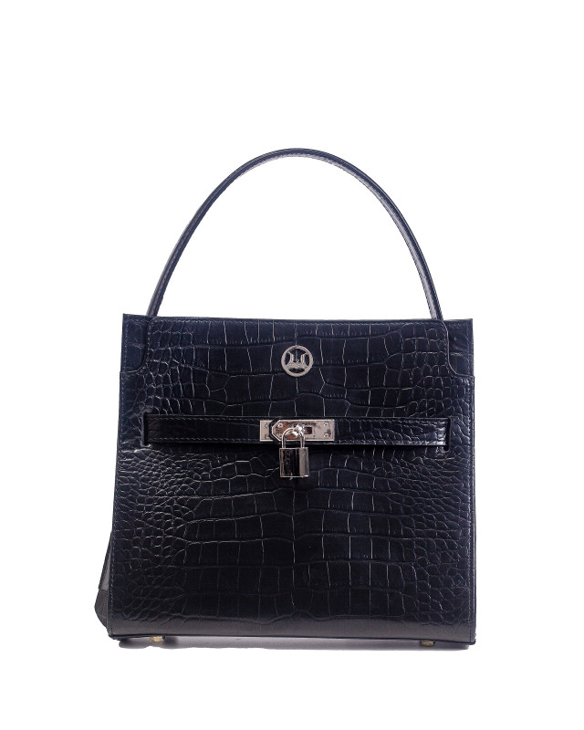 Venice Midi: Black Crocodile Print