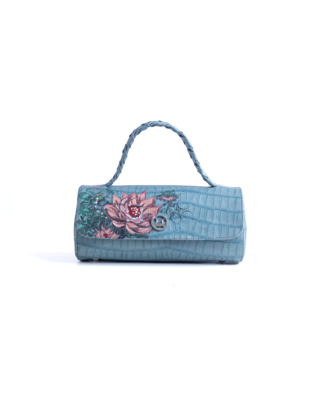 Milan: Powder Blue Alligator Print With Art #1