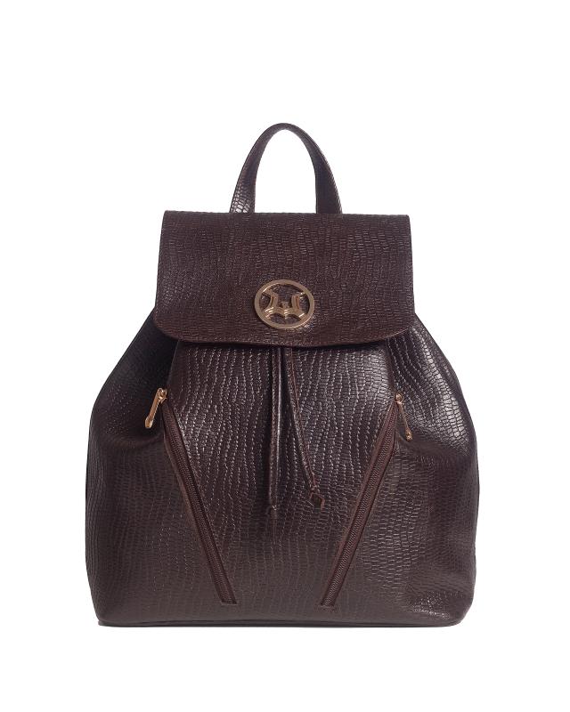 Backpack: Dark Brown Monitor Lizard Print