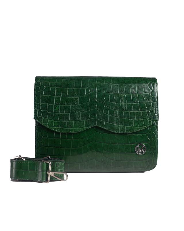 Messenger Bag 3.0 Midi: Green Crocodile Print