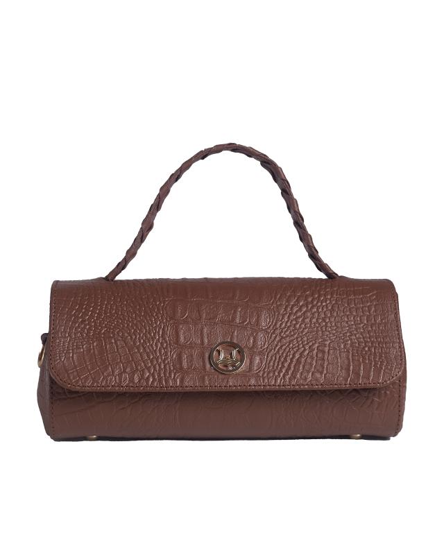 Milan Mini: Limited Edition Chestnut Brown Textured Crocodile Print